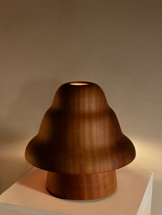 Kilzi lighting | Hat Wavy design table lamp for home decor, a elegant designer lamp of wood soft organic shapes.