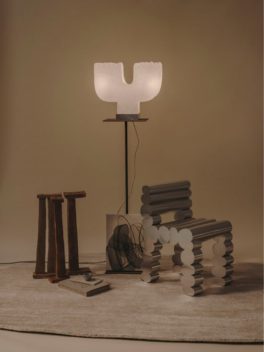 Kilzi-lighting_Designer-Lamp_Collectible-design_Spanish-designer_Design-Miami_Mush-Lamps_Organic-design_Brutalist-design_Contemporary-lighting_Nature-inspired-design_Design-table-Lamp_paper-Lamp_The-Yay-Lamp_1