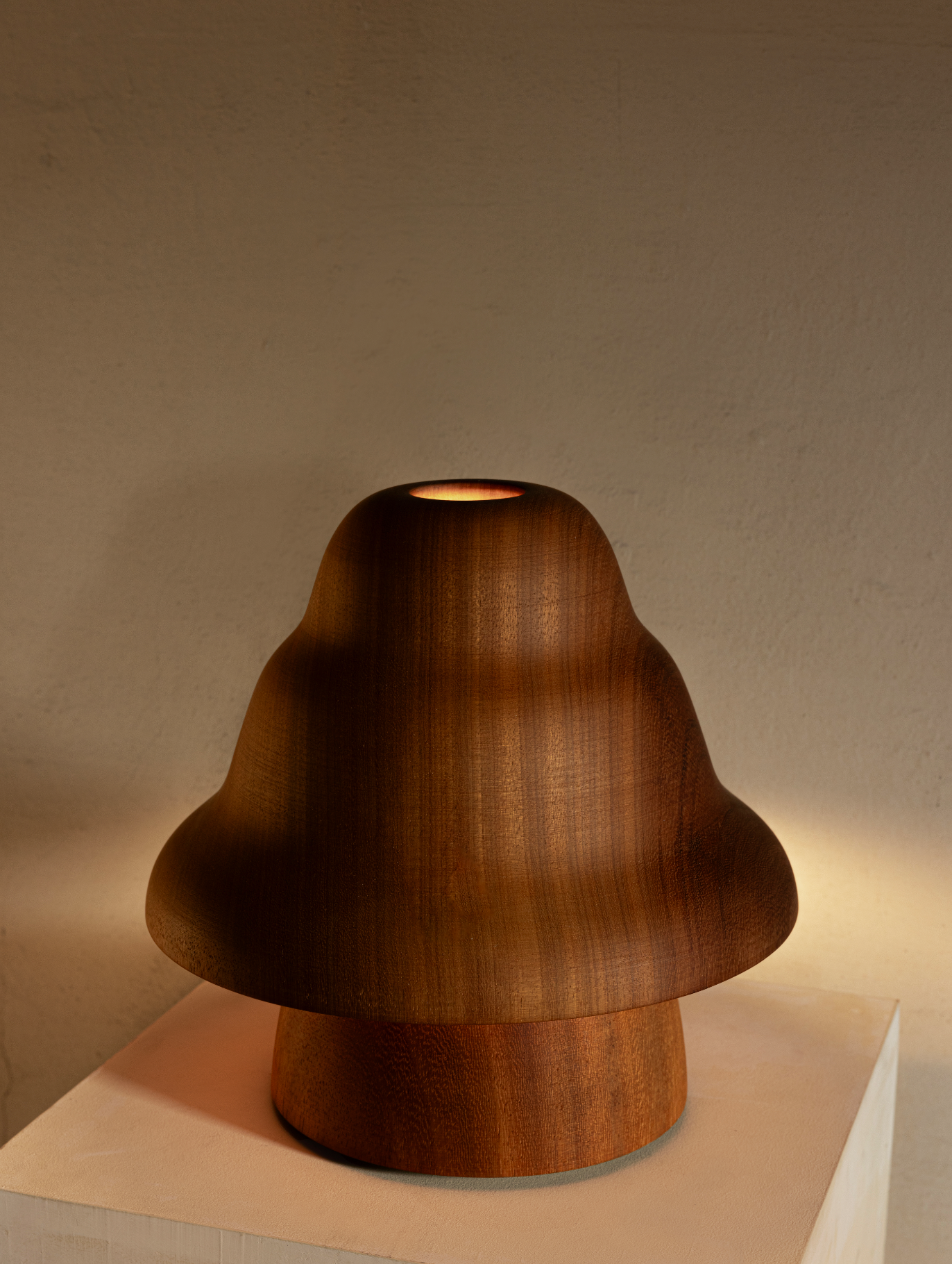 Kilzi lighting | Hat Wavy design table lamp for home decor, a elegant designer lamp of wood soft organic shapes.